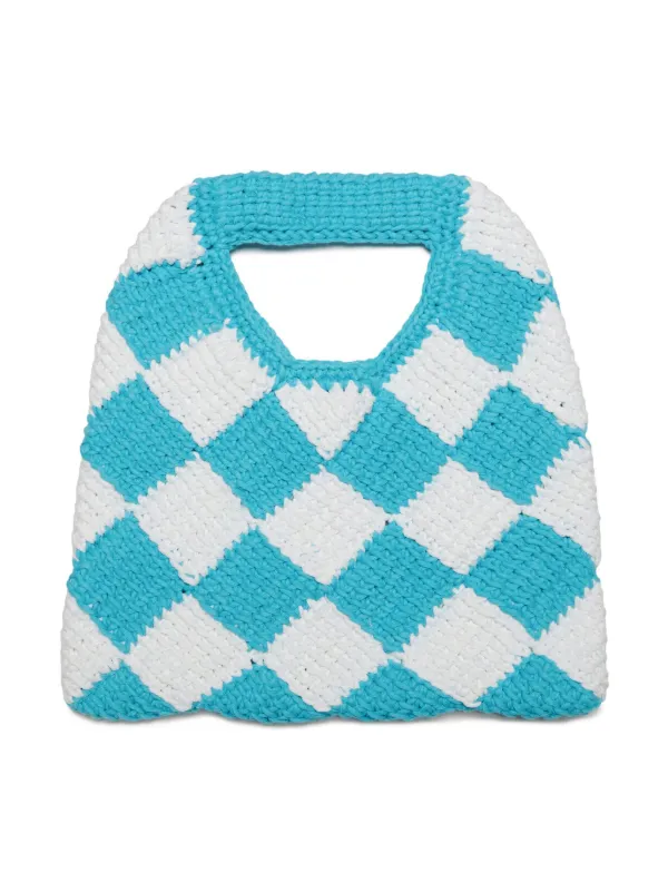 Marni Kids Diamond Checked Crochet Bag | Blue | FARFETCH