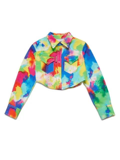 DSQUARED2 KIDS logo-embossed abstract-print shirt