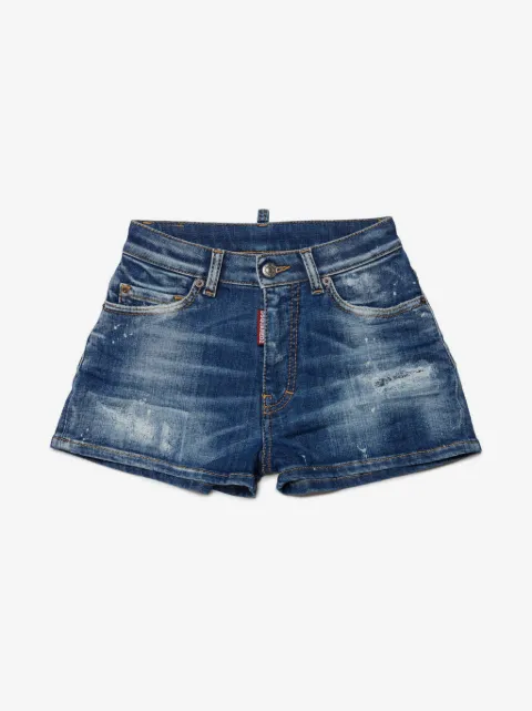 DSQUARED2 KIDS shorts de mezclilla con efecto envejecido