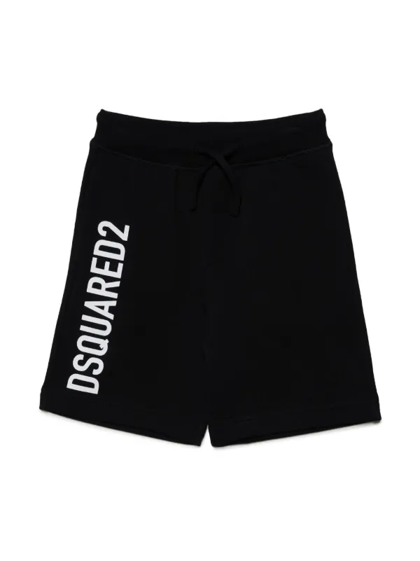 DSQUARED2 KIDS logo print Cotton Shorts Black FARFETCH UZ