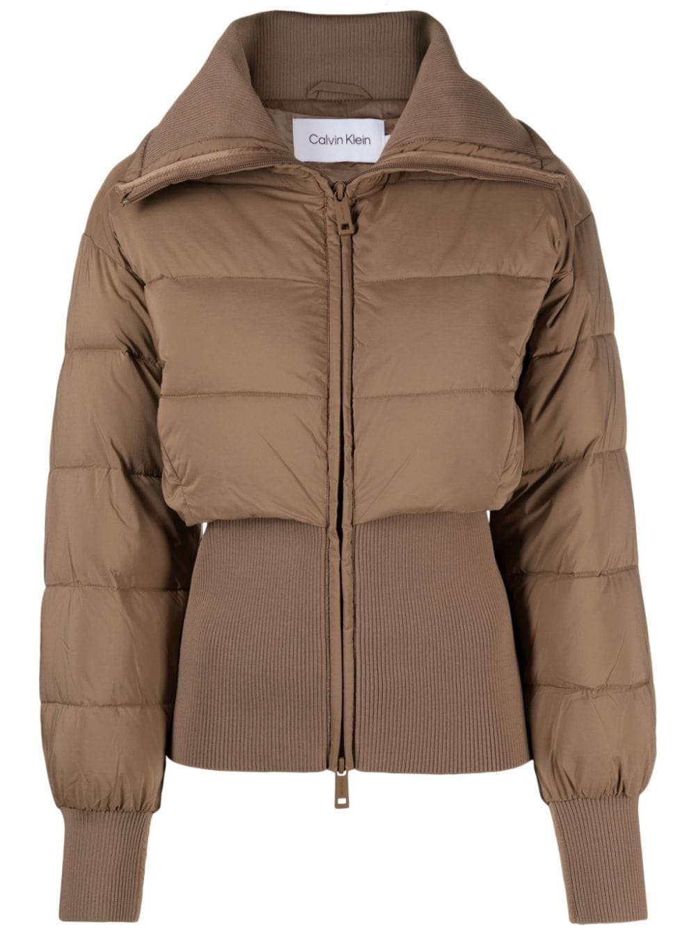 Calvin Klein Zipped Padded Jacket In Brown