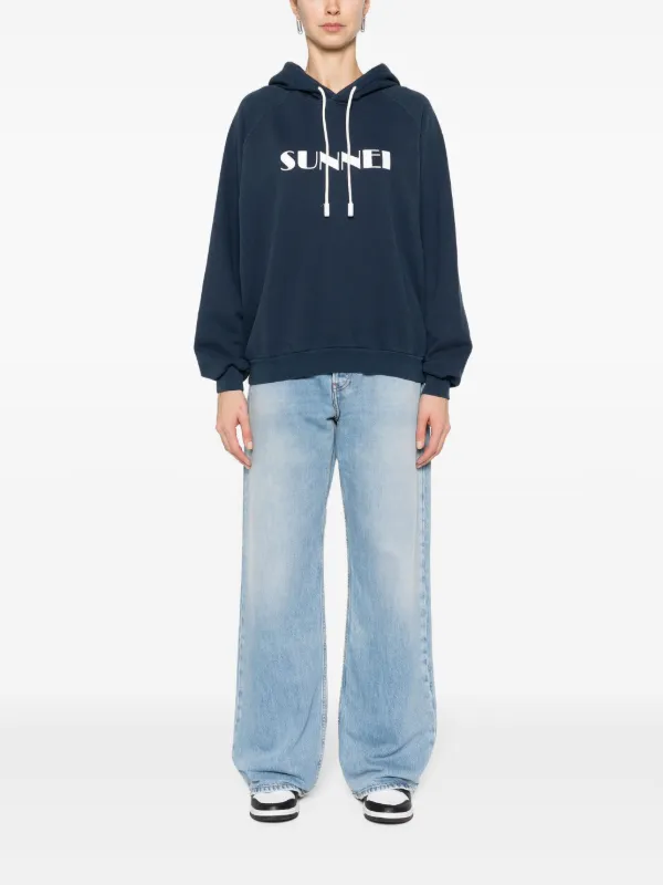 SUNNEI｜HOODIES/SWEATS (HOODIE (CRTWXJER043 JER010 001)) Sunnei logo-print Cotton Hoodie | Blue | FARFETCH JO