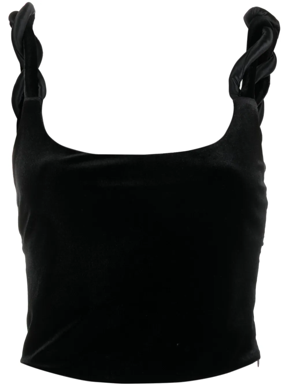 Emporio Armani twisted-straps velvet cropped top - Nero