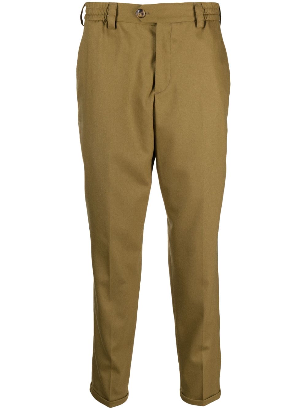 PT Torino Pantalon van scheerwol met toelopende pijpen Groen