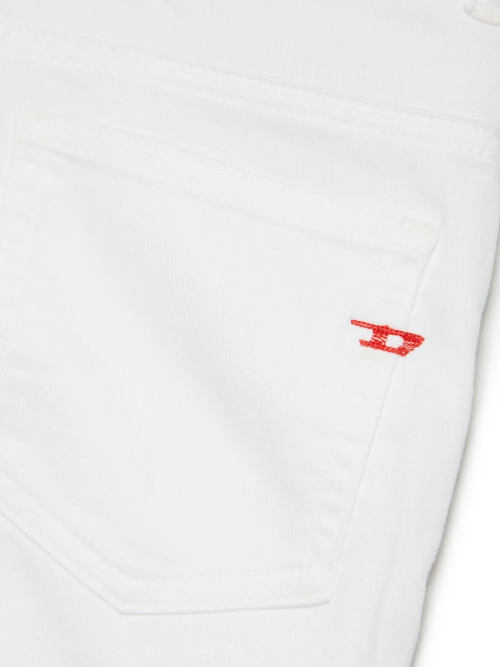 Shop Diesel Logo-embroidered Wide-leg Jeans In White