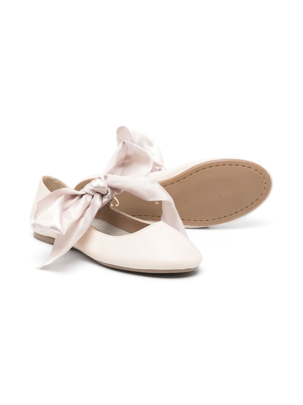 Shop Eli1957 Bow-detail Leather Ballerina Shoes In Neutrals