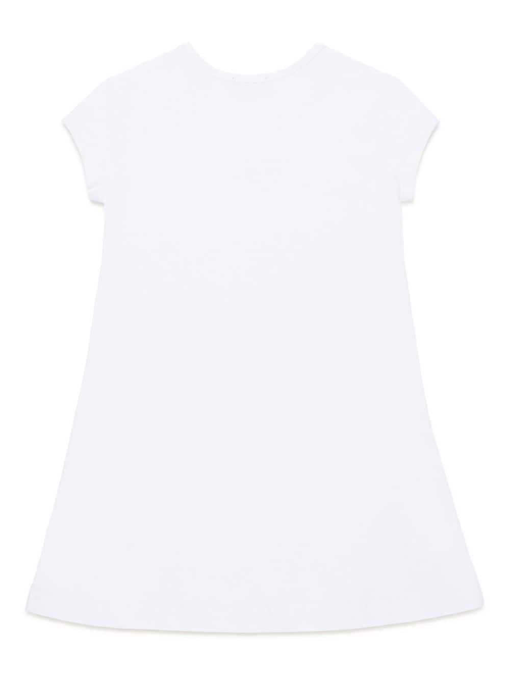 Shop Diesel Logo-embroidered Cotton Dress In 白色