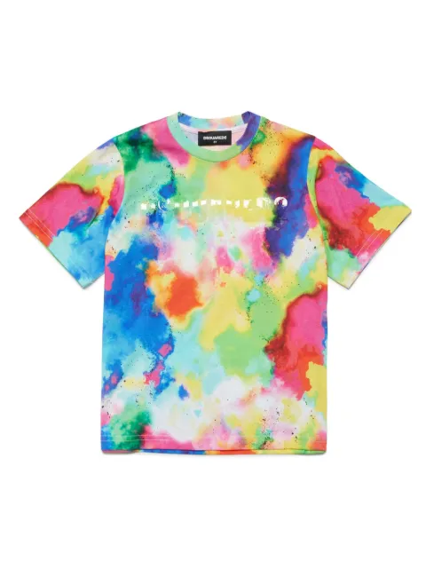 DSQUARED2 KIDS rubberised logo tie-dye print T-shirt