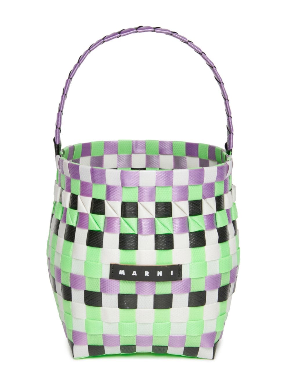 Marni Logo-appliqué Interwoven Bucket Bag In 绿色