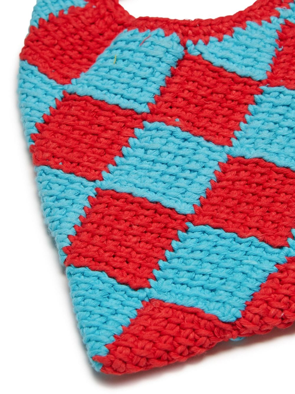 Shop Marni Diamond Checked Crochet Bag In Blue