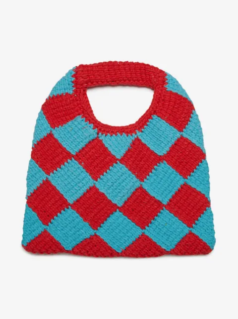 Marni Kids 다이아몬드 체크 크로셰 가방