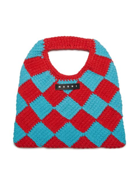 Marni Kids Diamond checked crochet bag