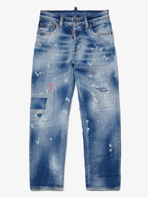 DSQUARED2 KIDS logo-embroidered straight-leg jeans