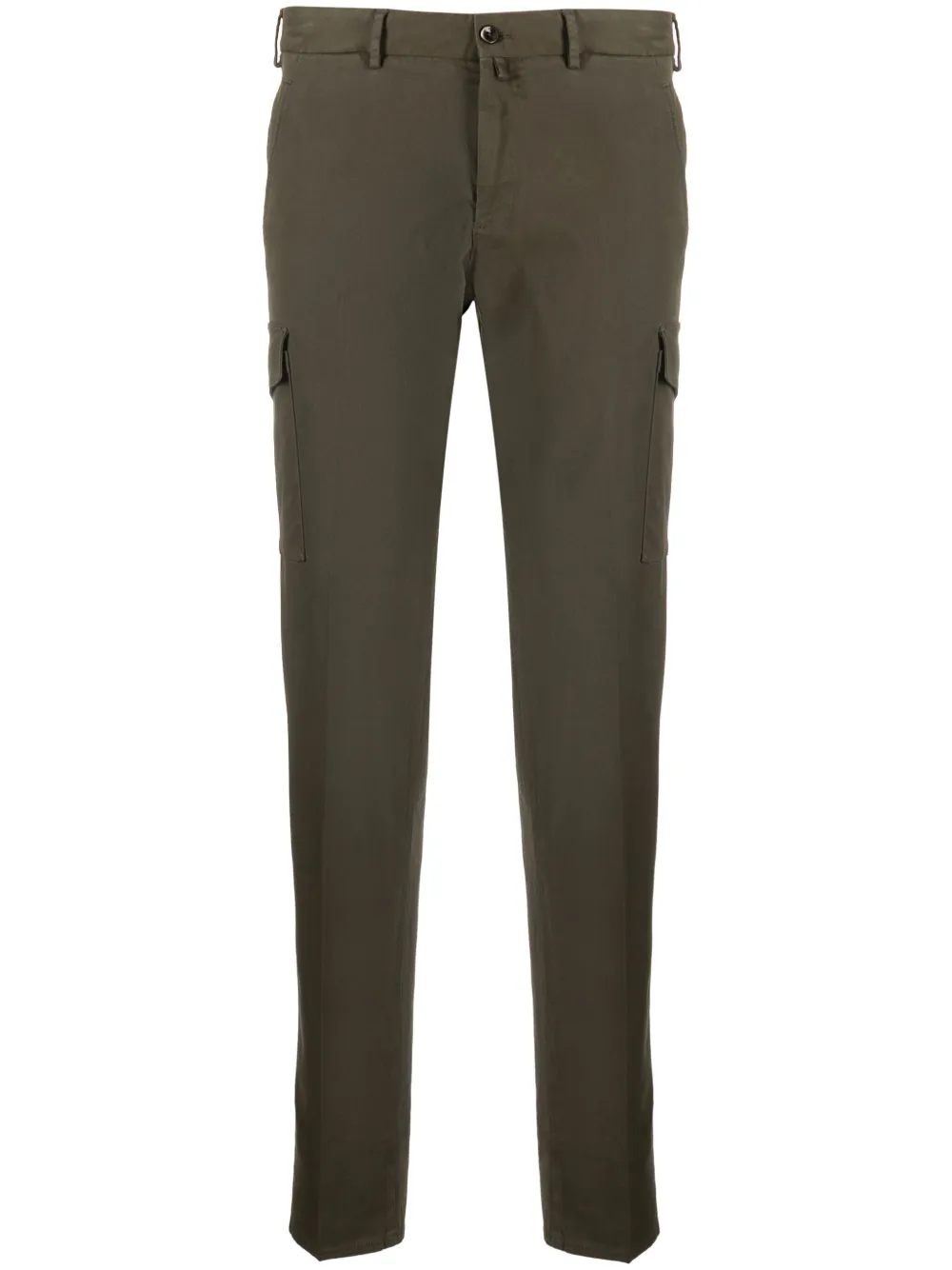 Corduroy Slim-fit Cargo Trousers In Green