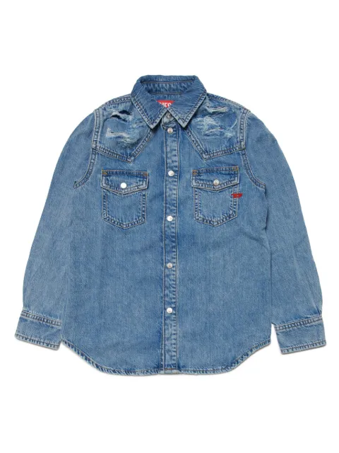 Diesel Kids logo-embroidered denim shirt