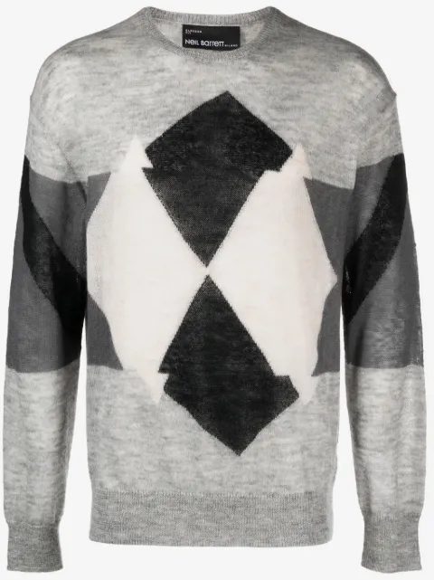Neil Barrett pull en maille losanges