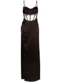 Retrofete Rosa corset-style satin fitted dress - Brown