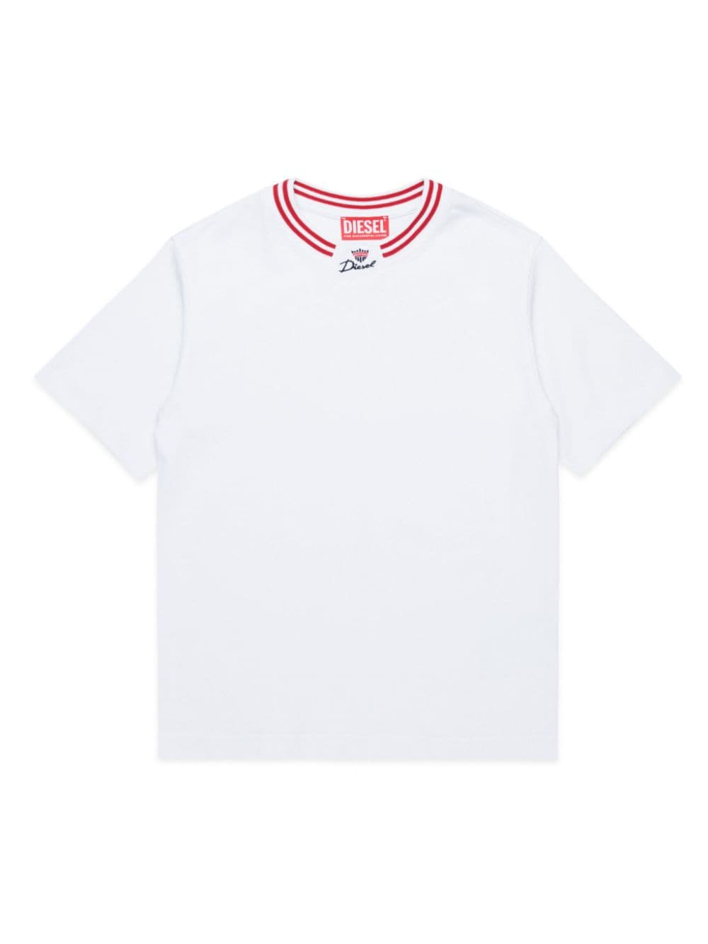 Diesel Logo-embroidered Cotton T-shirt In Weiss