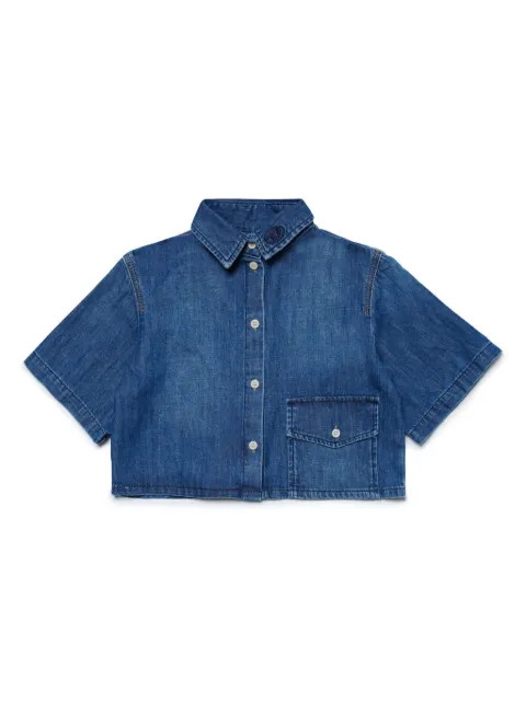 Diesel Kids logo-embroidered denim shirt
