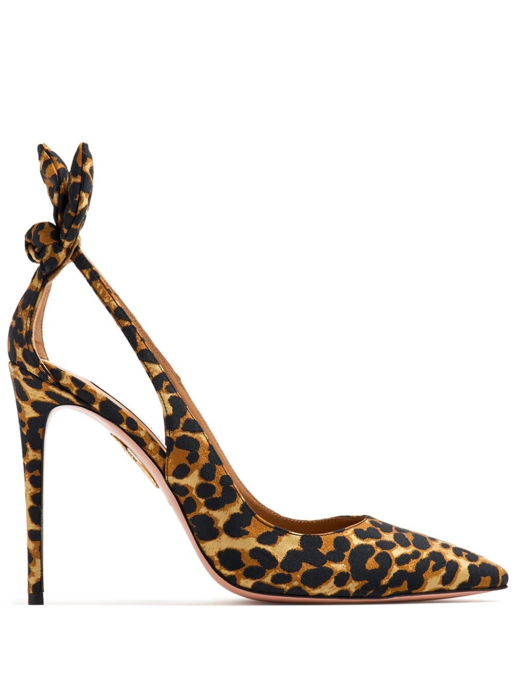 Shop Aquazzura Bow Tie 85mm Leopard-print Pumps In Brown