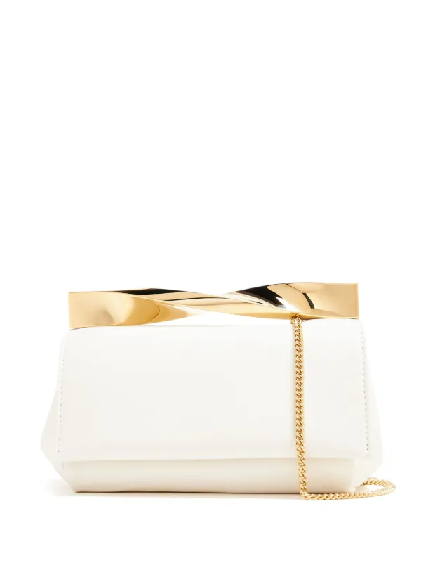 Aquazzura Twist Leather Clutch Bag White FARFETCH AU
