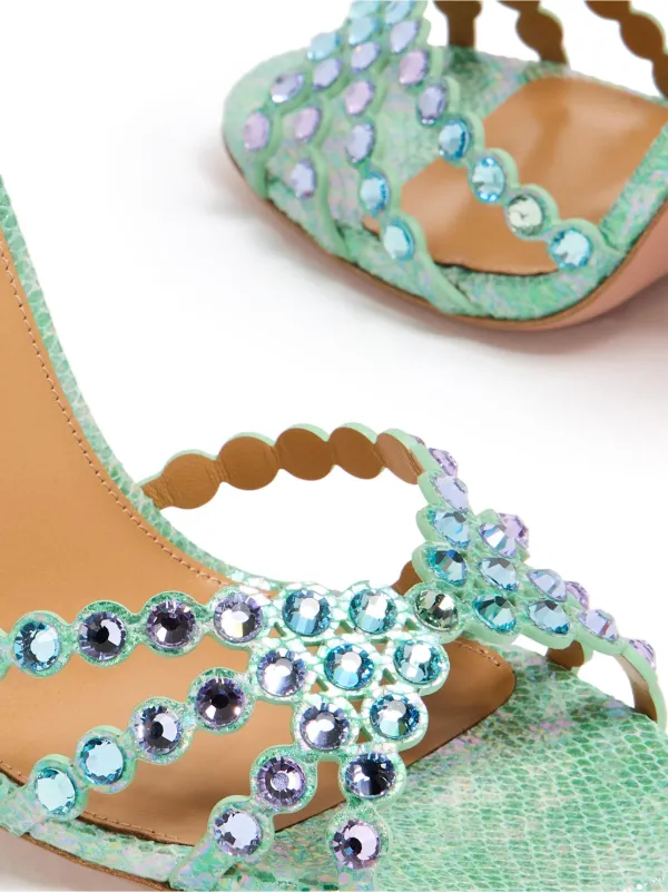 AQUAZZURA 透かす 青 スエード ストラップサンダル 37