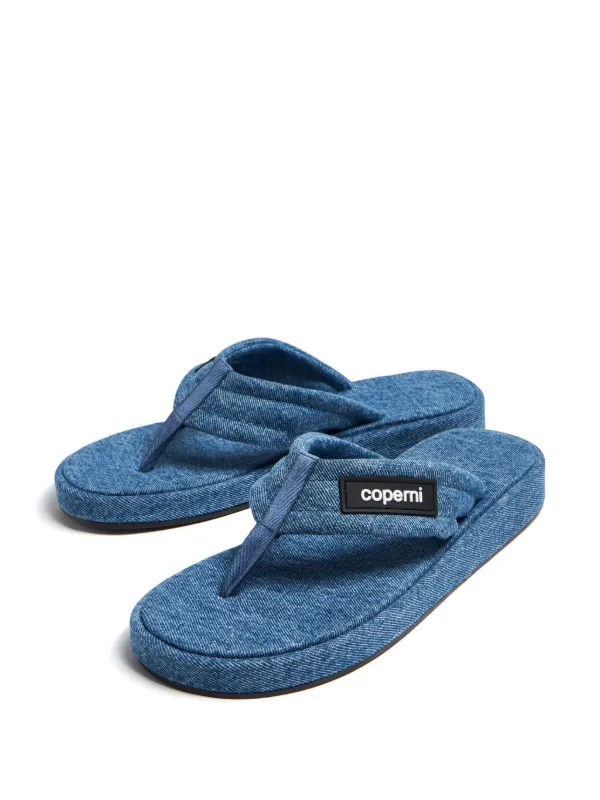 シューズ・サンダルその他 COPERNI Denim flip-flops with logo Coperni logo-appliqué Denim flip-flops | Blue | FARFETCH GE