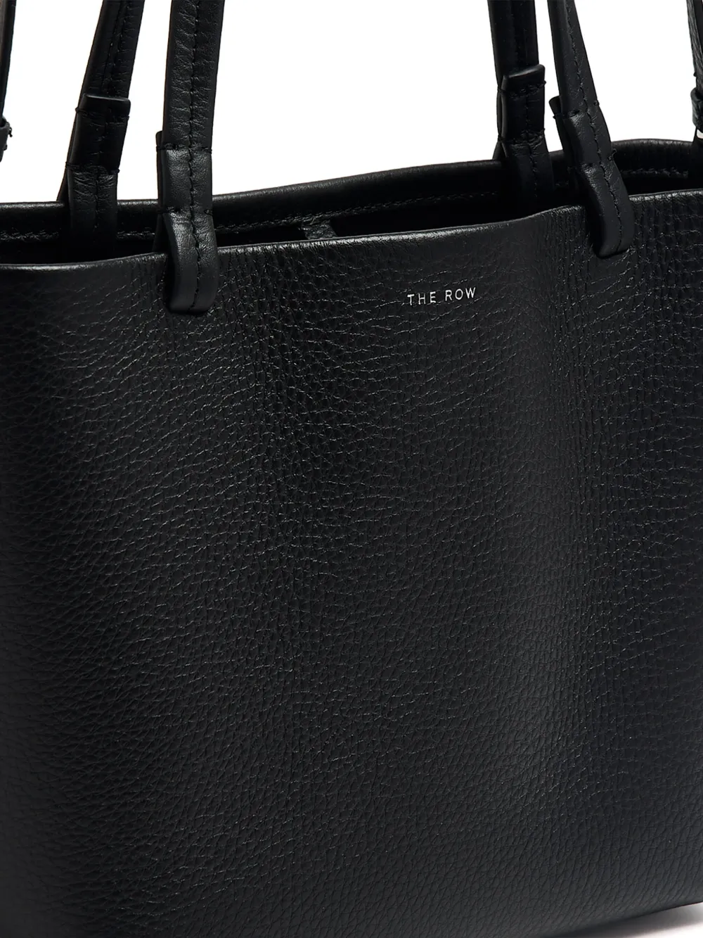 The Row Park leren shopper Zwart