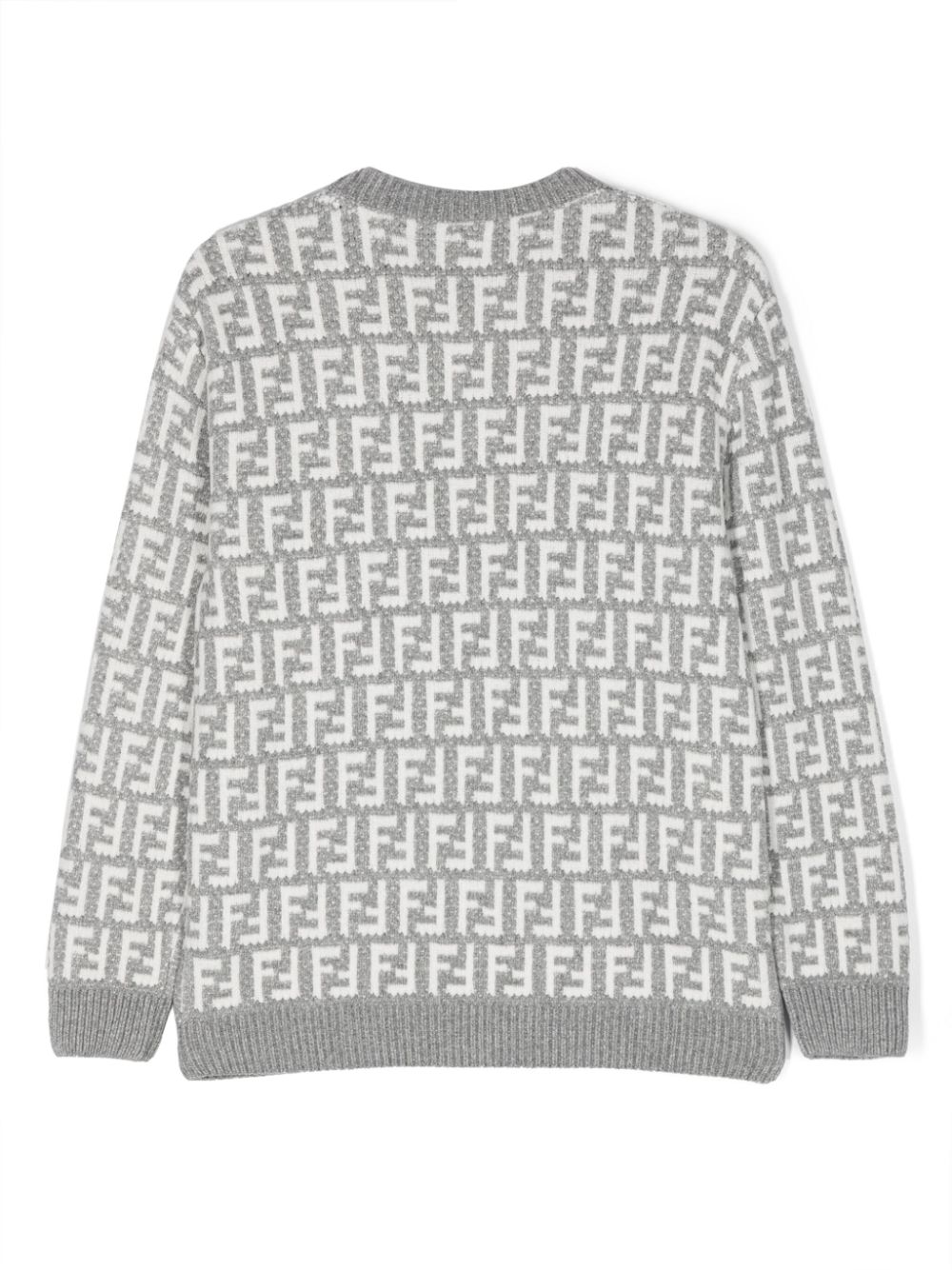 Shop Fendi Ff-motif Crew-neck Jumper In Grey