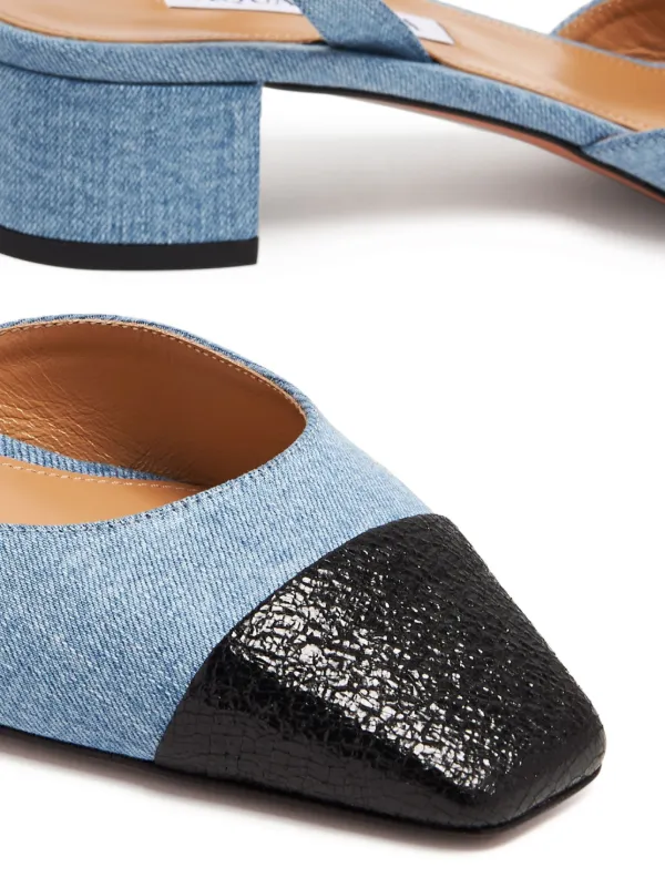 Aquazzura square-toe Denim Pumps | Blue | FARFETCH