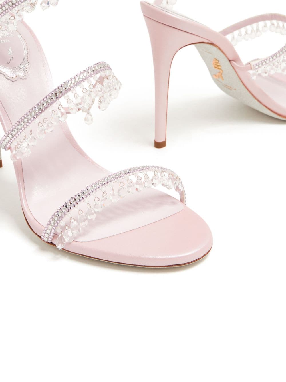 Shop René Caovilla Chandelier 105mm Crystal-embellished Sandals In Rosa