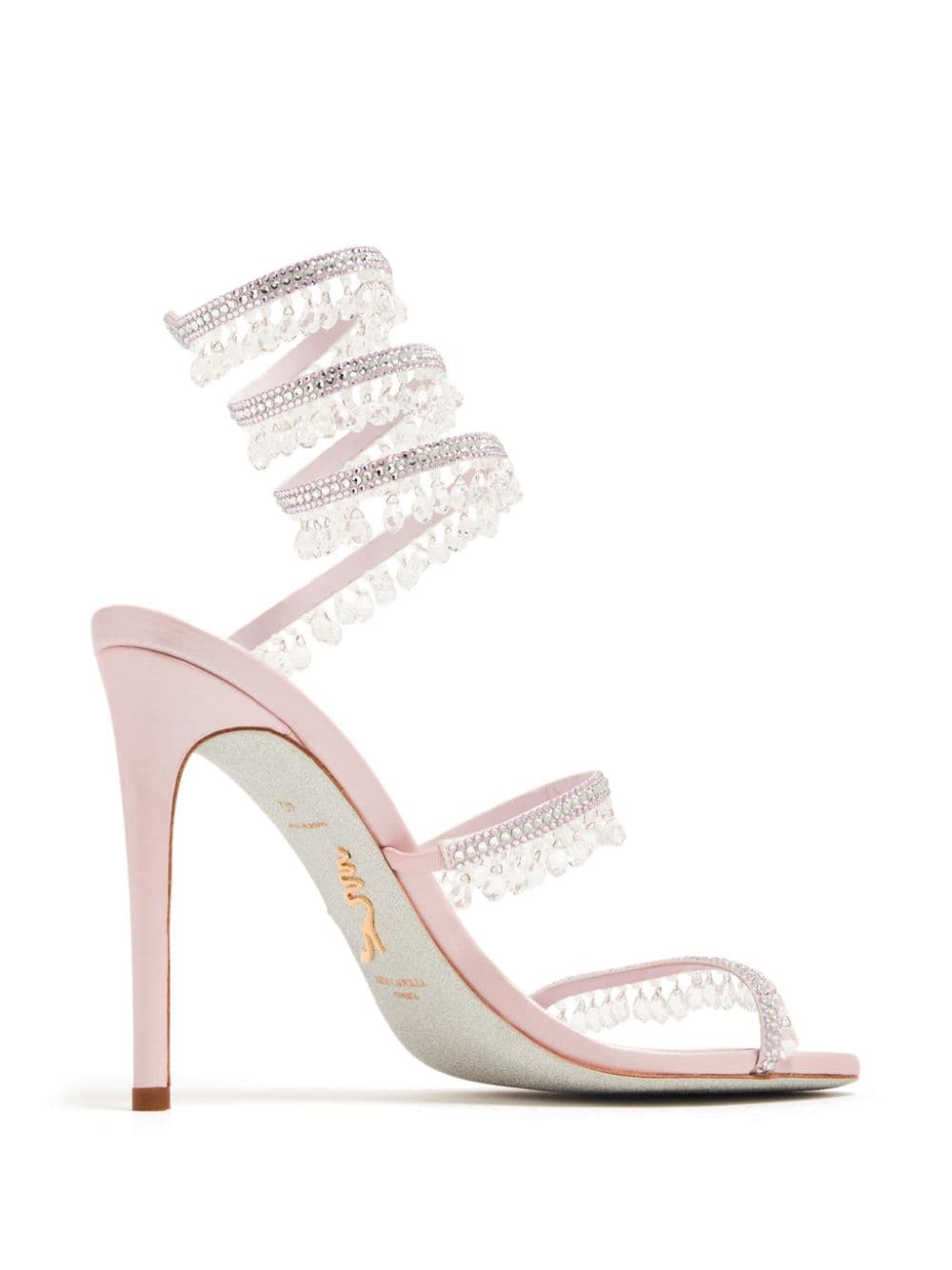 Shop René Caovilla Chandelier 105mm Crystal-embellished Sandals In Rosa
