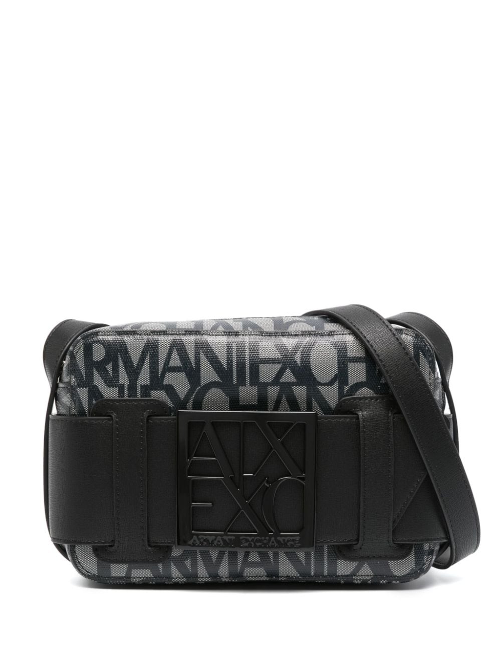 Armani Exchange Logo-plaque Shoulder Bag In 黑色