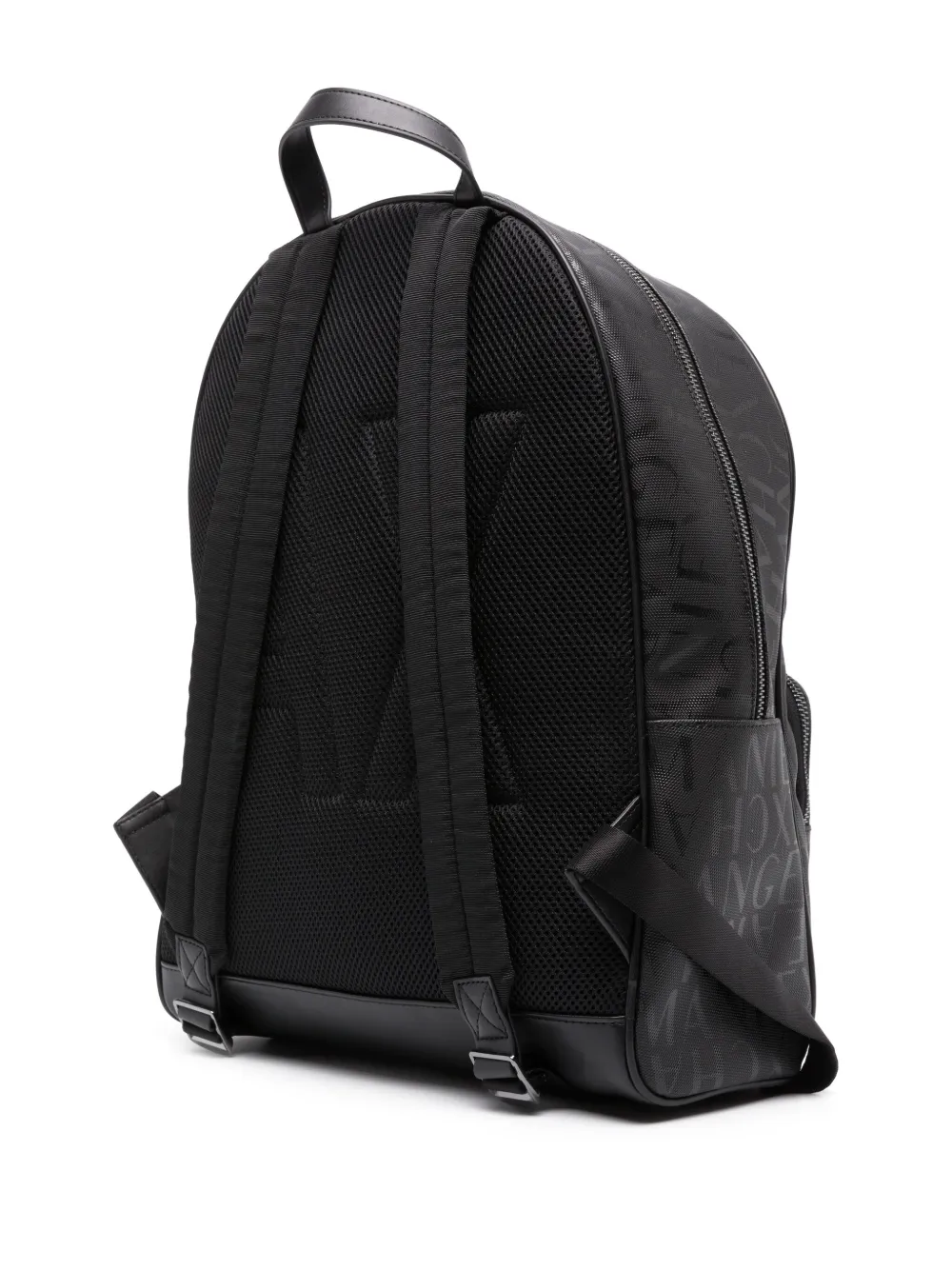 Armani Exchange logo-jacquard zip-up backpack - Zwart