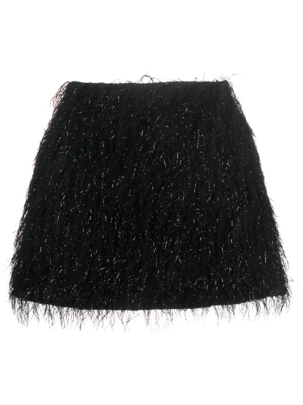 Amen Fringed Lurex Miniskirt In Black