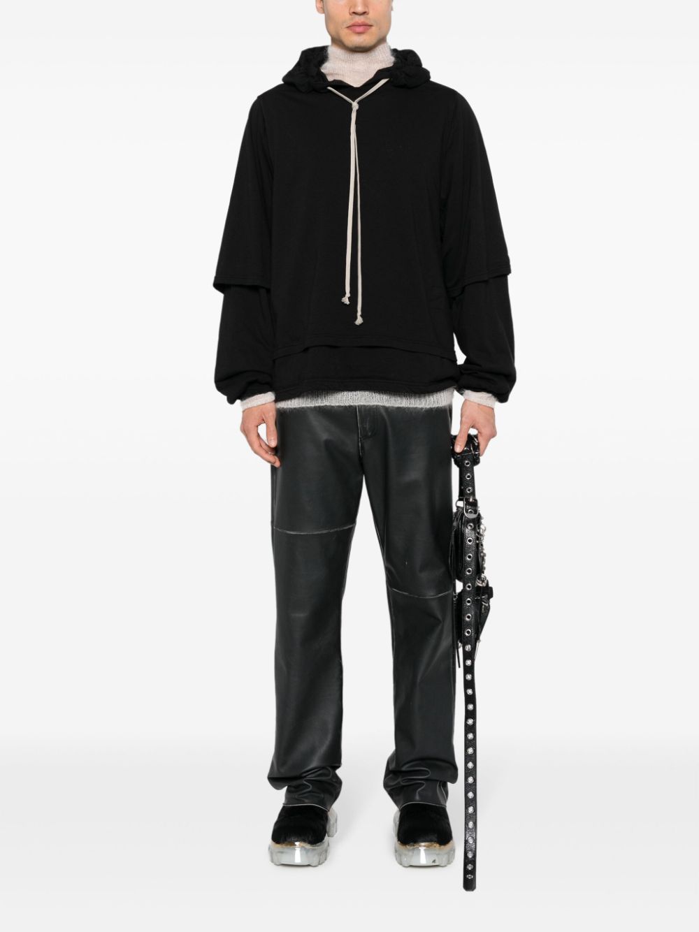 Rick Owens DRKSHDW layered cotton hoodie - Zwart