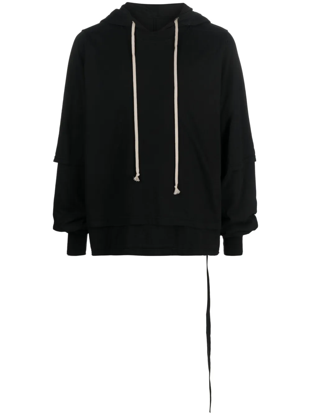 Rick Owens DRKSHDW layered cotton hoodie Zwart