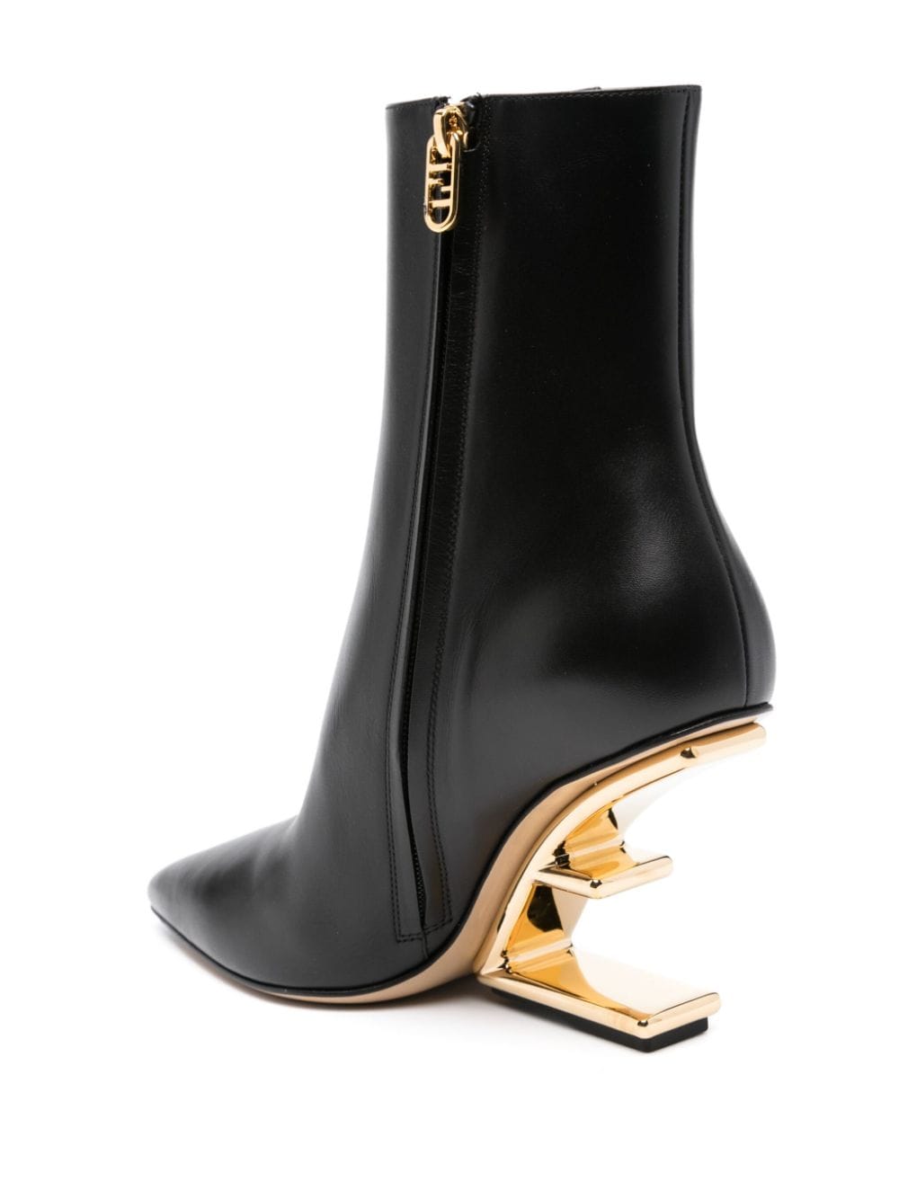 Shop Fendi First 95mm Leather Boots In Black