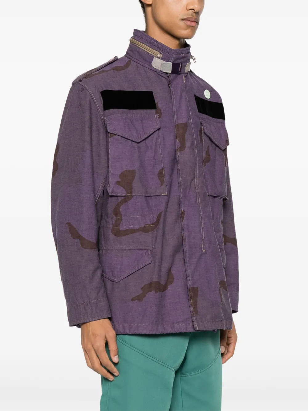 Shop Oamc Re:work Field Camouflage-print Jacket In Purple