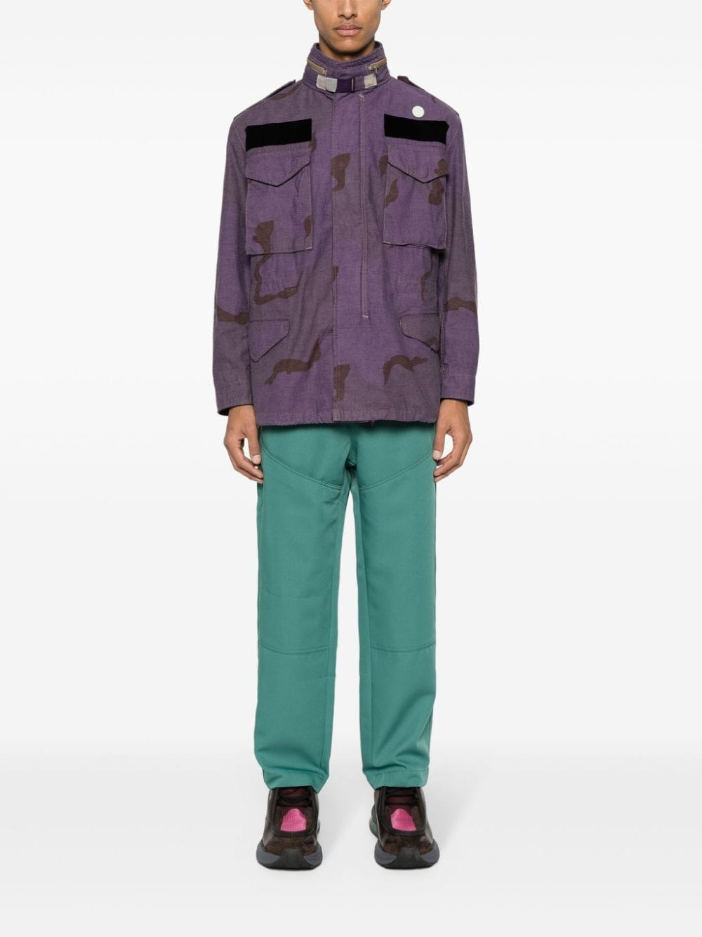 Shop Oamc Re:work Field Camouflage-print Jacket In Purple