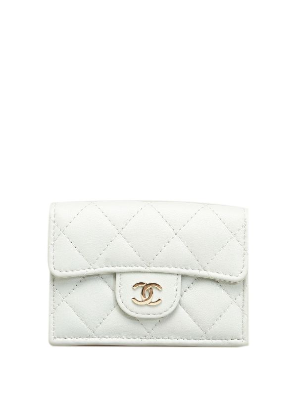 Chanel Flap Card Holder Quilted Caviar Silver-tone Black