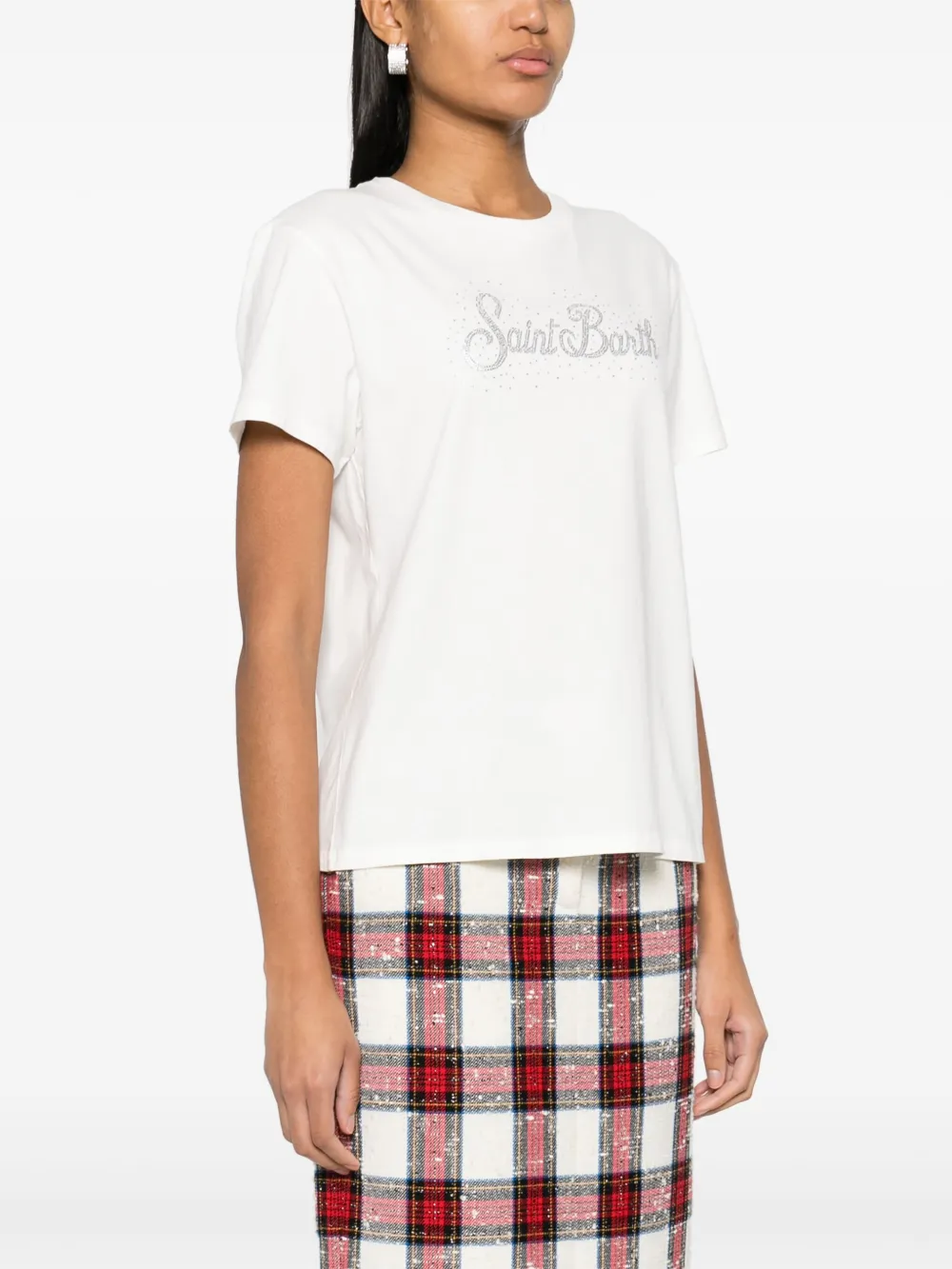 Mc2 Saint Barth Rhinestone-embellished Cotton T-shirt In White