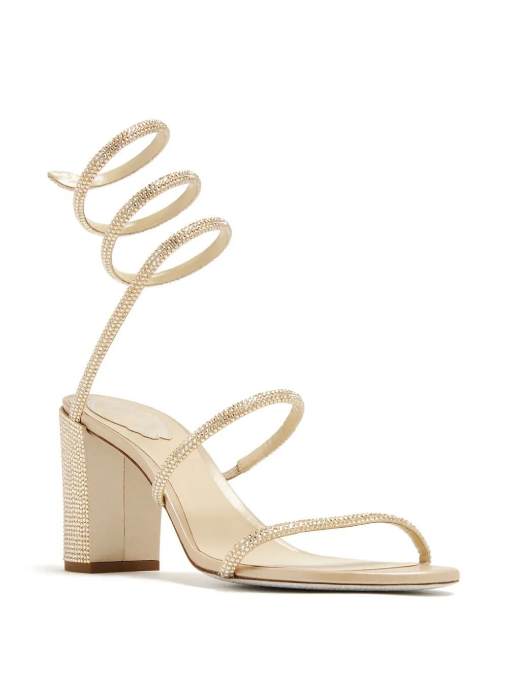 Shop René Caovilla Cleo 80mm Crystal-embellished Sandals In Nude