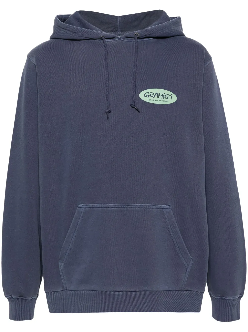 Gramicci Logo-print Cotton Hoodie In Blue