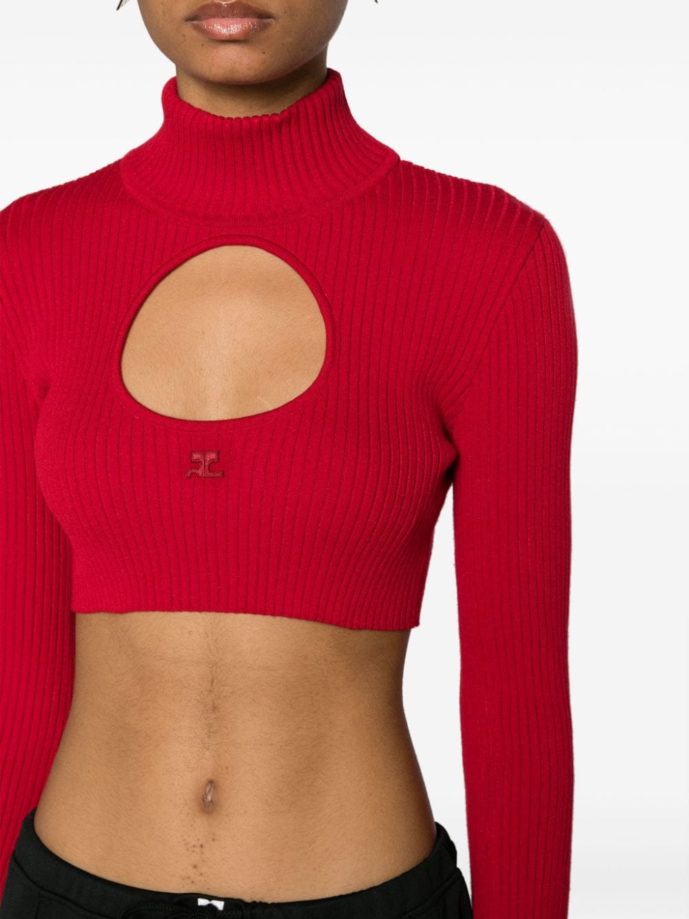 Shop Courrèges Cut-out Crop Top In Red