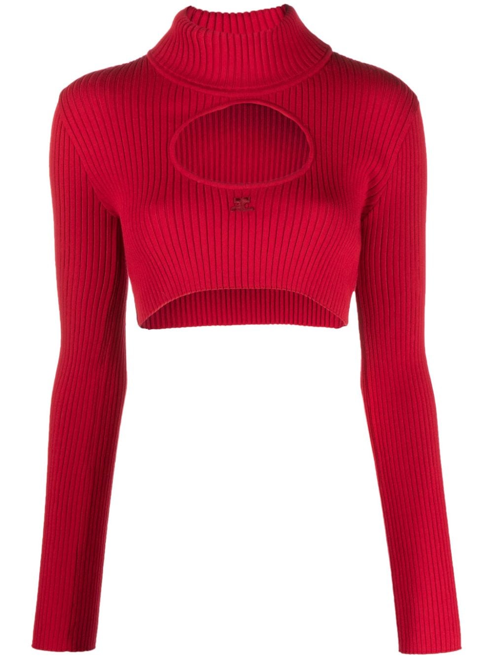 Shop Courrèges Cut-out Crop Top In Red