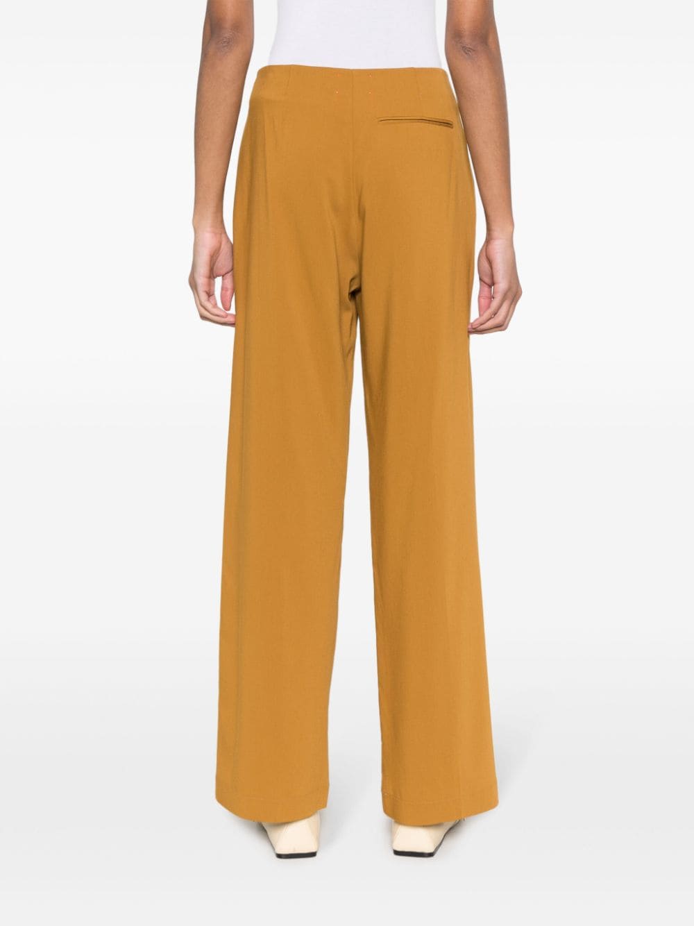 Shop Forte Forte Low-waist Crepe Trousers In Brown