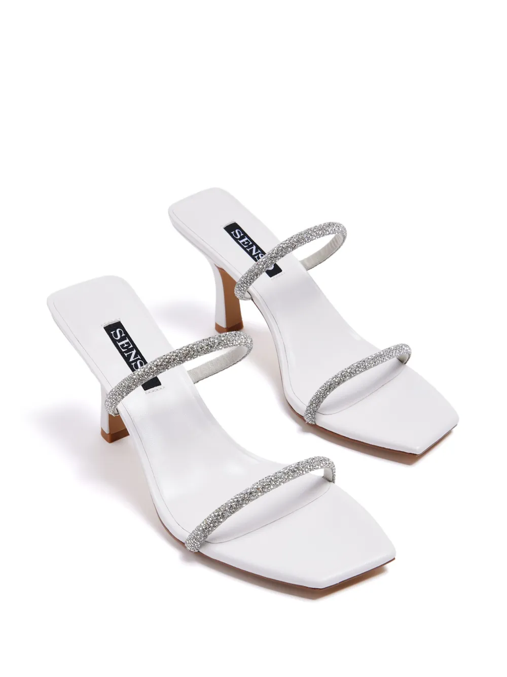 Shop Senso Umber 95mm Crystal-embellished Mules In White