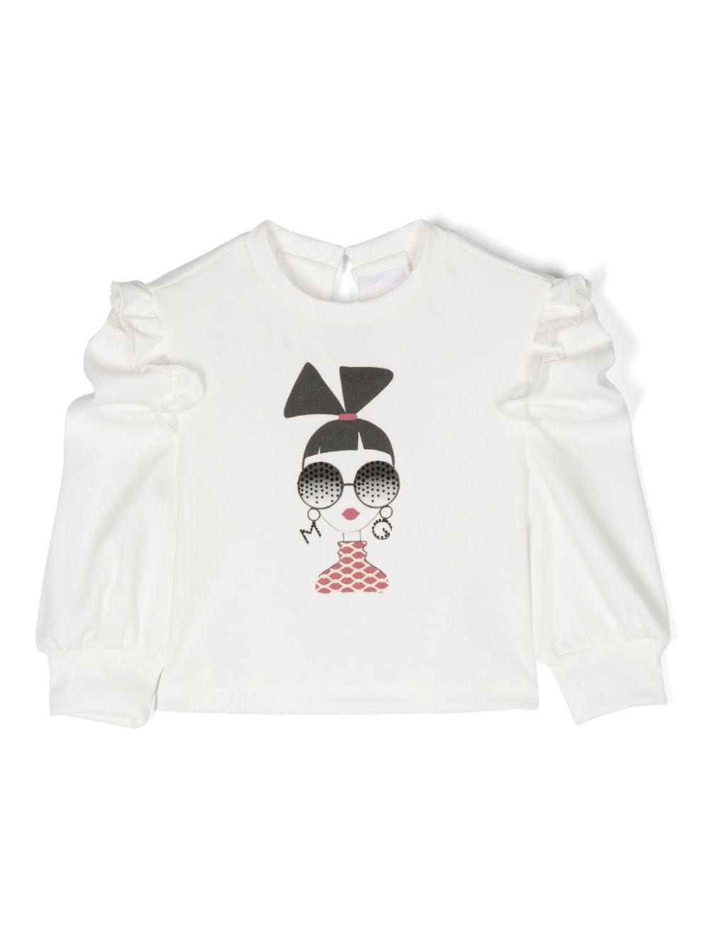 Miss Grant Babies' Graphic-print Ruffled T-shirt In White