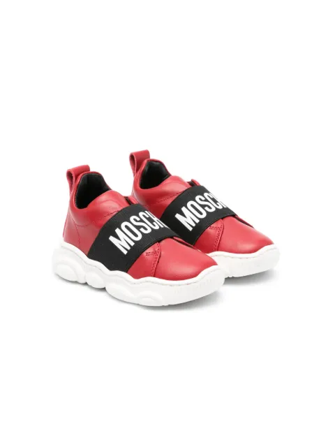 Moschino Kids logo-print leather sneakers